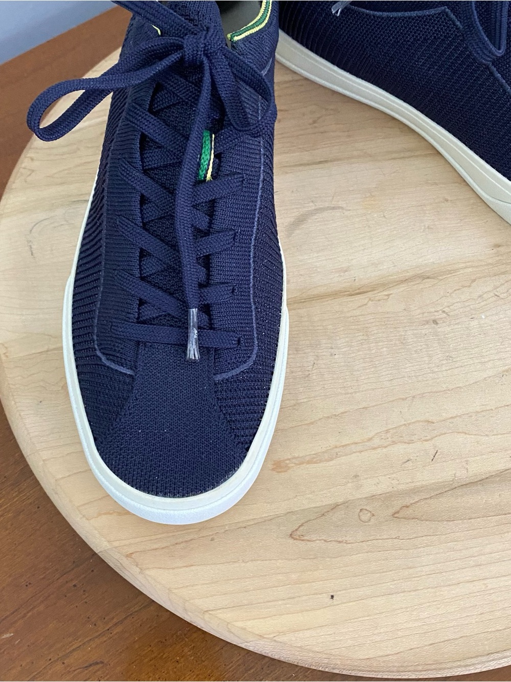 Rothy's The Lace Up Sneakers Navy Blue Yellow Trim Knit Women’s Size 10 Washable - Picture 13 of 16